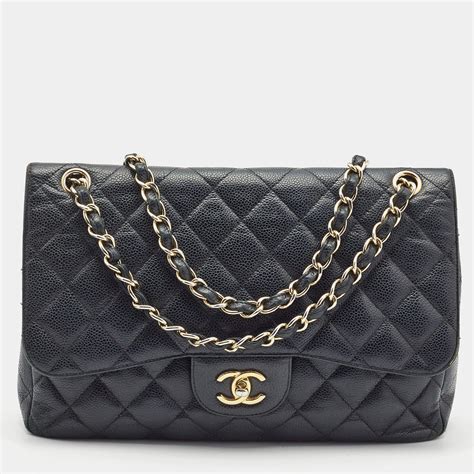 CHANEL Caviar Quilted Flap Clutch Black 